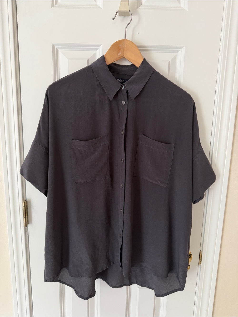 Madewell Silk Courier Shirt Size Small